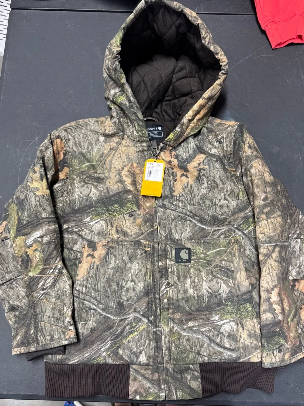 Carhartt Boys Flannel-Lined Hooded Canvas Insulated Zip-Up Jacket Camo Medium